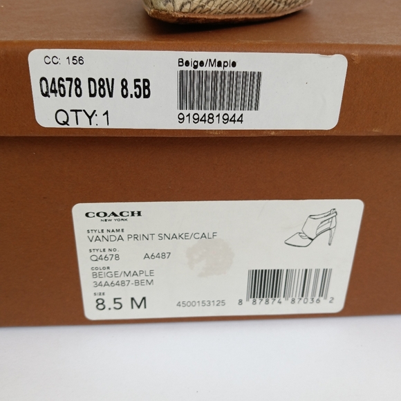 Coach Vanda Print Snake & Calf Leather s/Q4678 Beige/Maple Size 8.5M - Picture 16 of 16